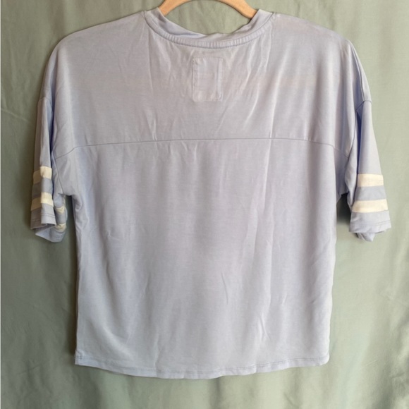 Pink Rose Women’s blue Baseball Tee - Picture 2 of 3